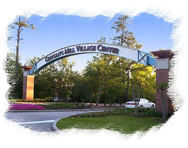Grogan's Mill Village entrance sign in The Woodlands