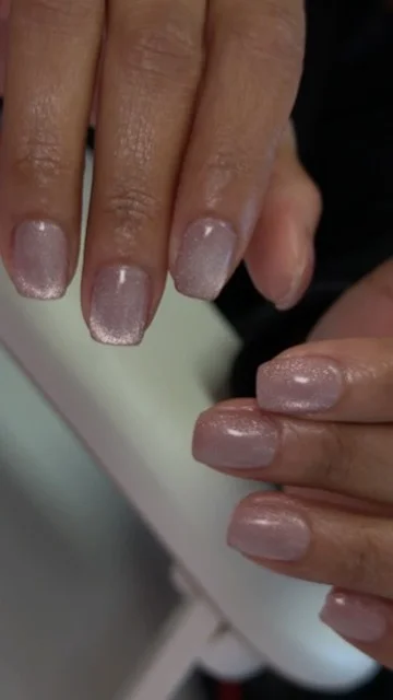 Natural nude nails with glitter accent - elegant nail design for Spring TX clients