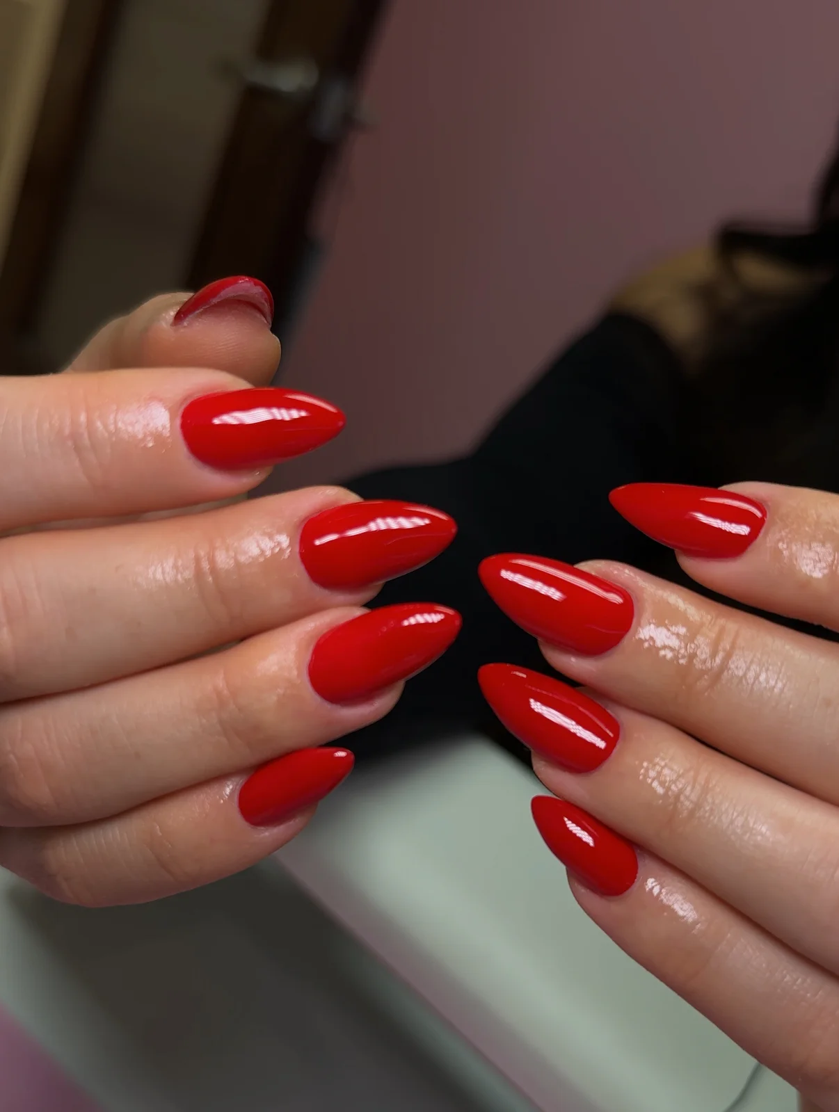 Black French tips on nude base