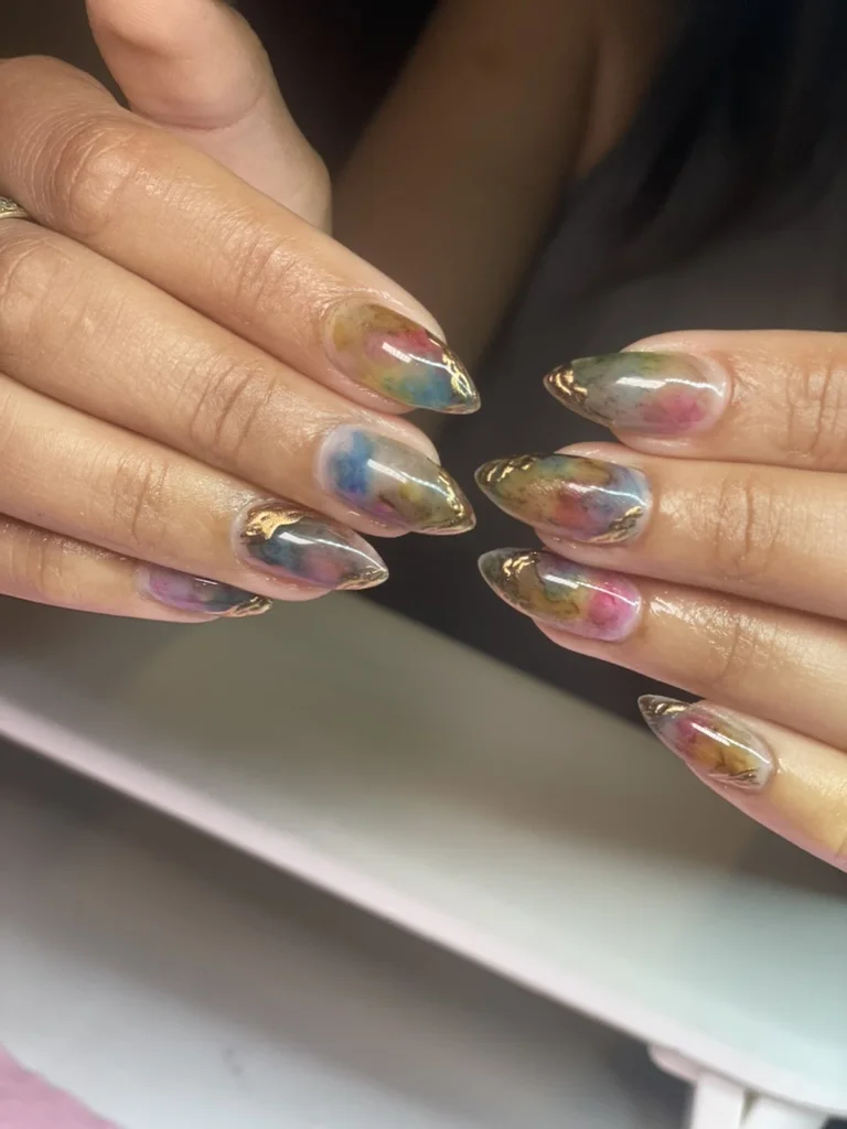 Bold red French manicure