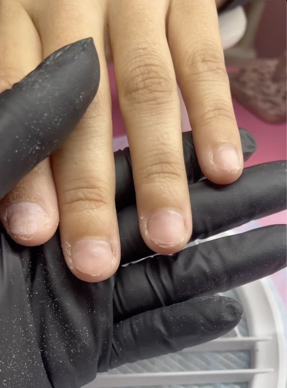 Short natural nails before builder gel application