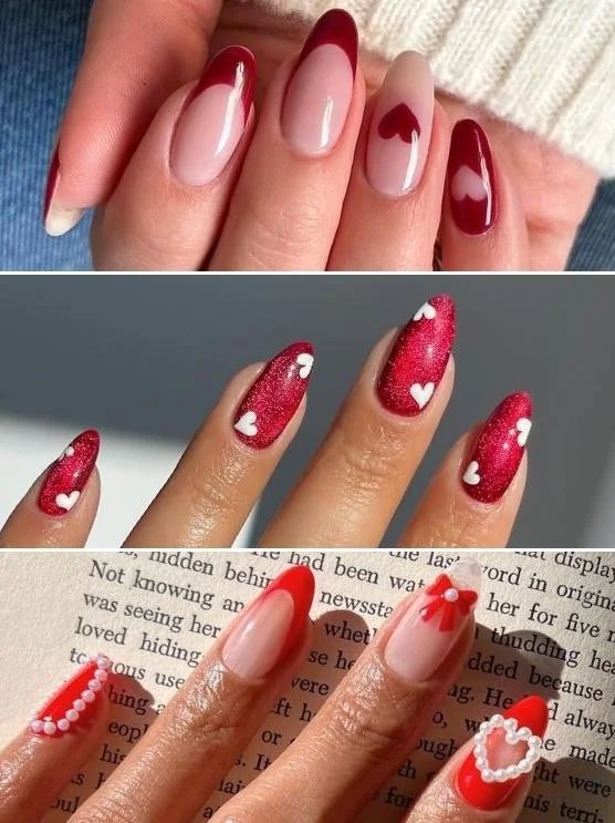 Glamorous red glitter ombre nails for Valentine's date night